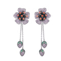Zirconium Flower Tassel Earrings