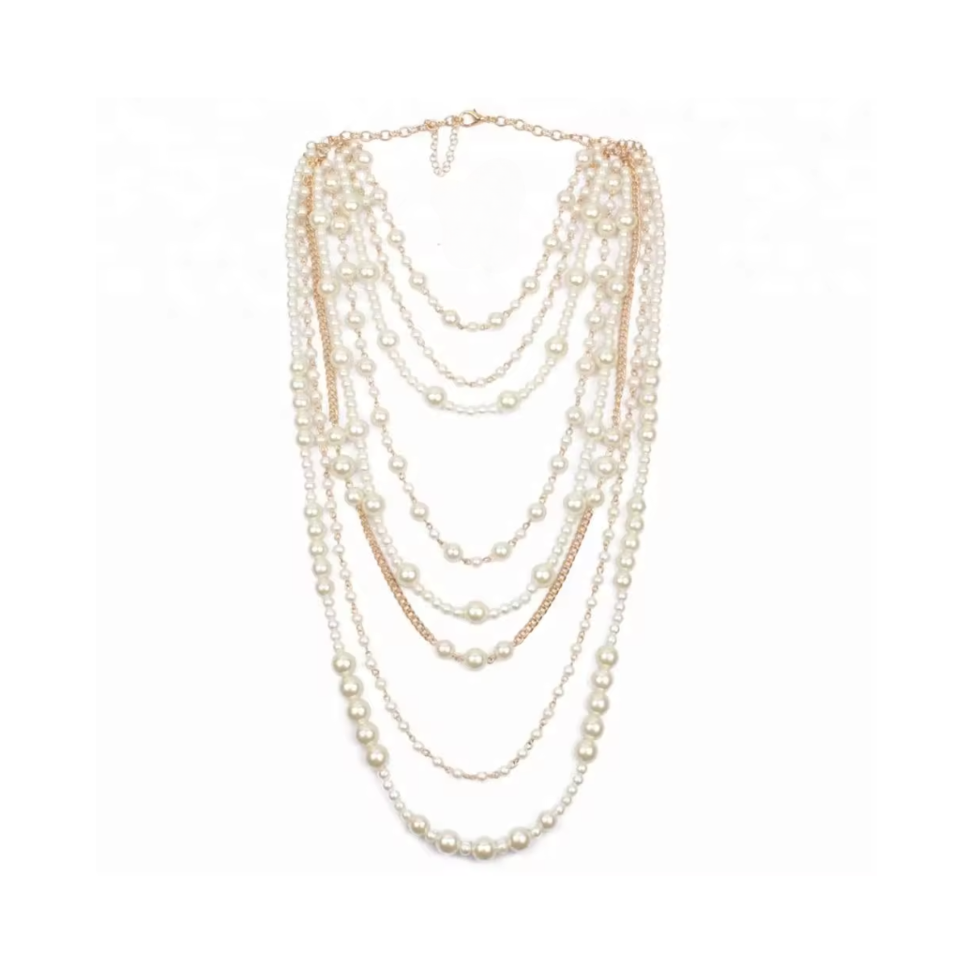Moon Girl Multi-layer Pearls Chain Necklace