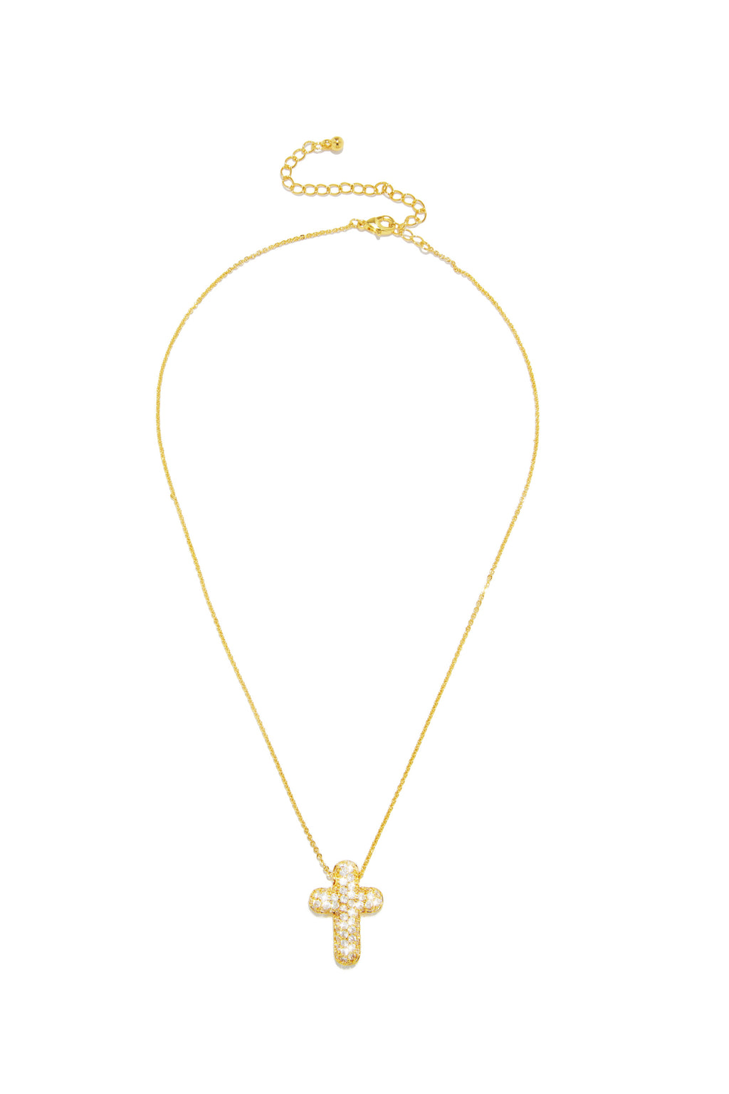 Eila Embellished Gold Dipped Cross Necklace - Gold